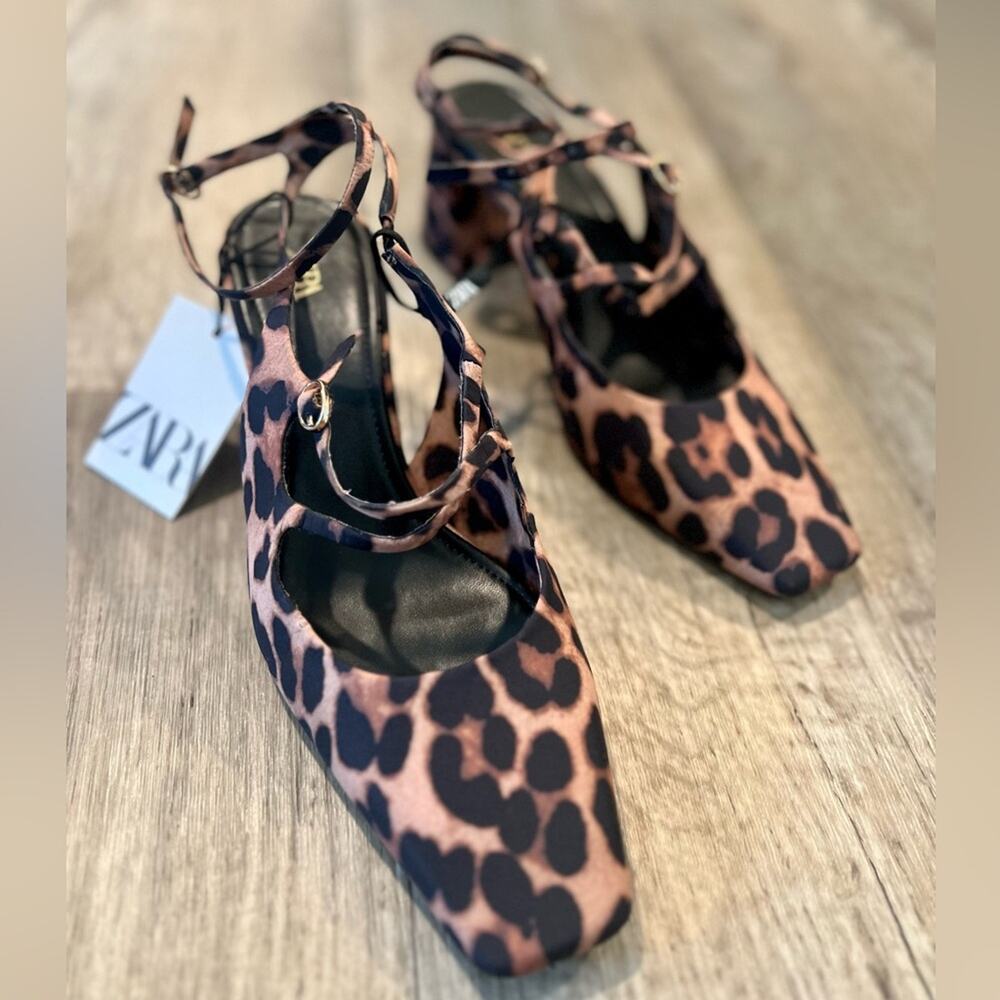 ZARA Leopard Print Mary Jane Block Heels NWT – Animal Print Buckled Strap Shoes - Picture 12 of 16